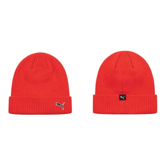 🆕 Puma - Bold Red - Fundamental Cuff - Knit Hat - Beanie - Cat Logo - NWT - Picture 1 of 7